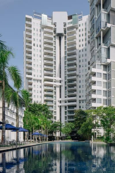 Draycott 8 towers viewed from the pool, facing The Draycott neighbour, Singapore