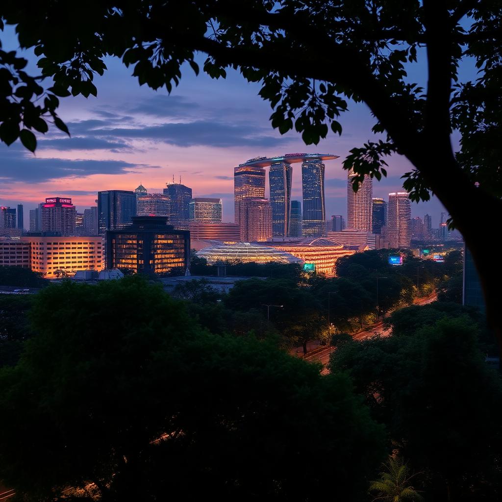 Orchard Road luxury skyline viewed from a leafy District 10 residential vantage point