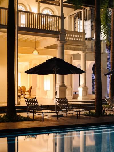 Clubhouse pool by night